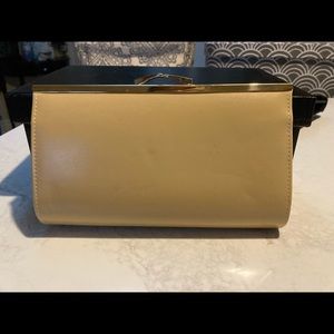 Bagatique Clutch with crossbody goldtone chain